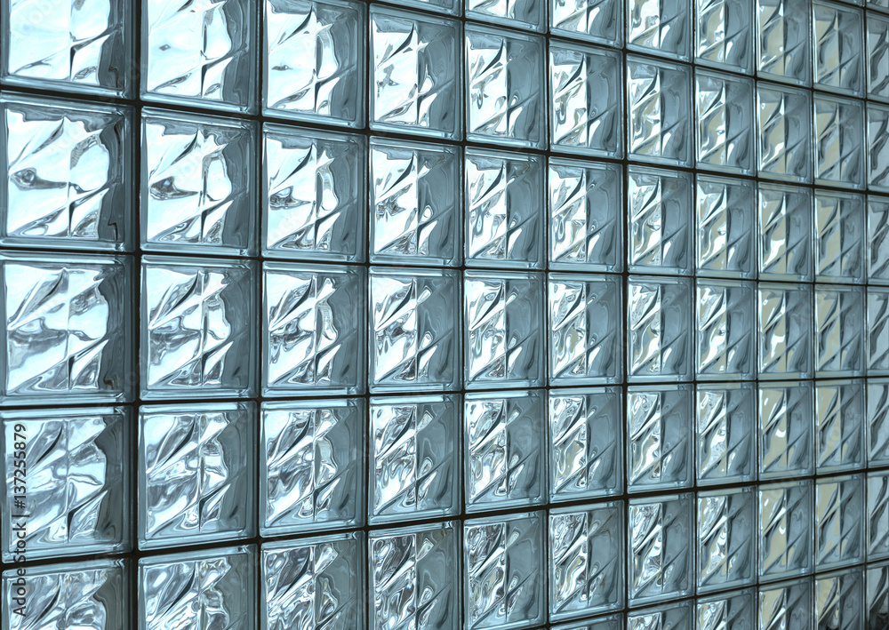 Wall mural pattern of glass block wall