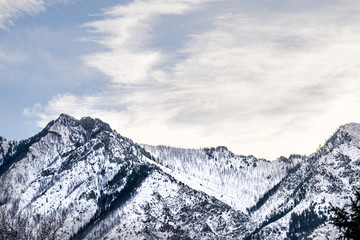 Snow Capped Mountain Peaks in Utah