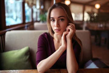Woman in a cafe or restaurant
