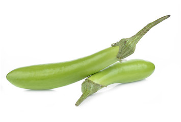 Green eggplant isolated on white background.