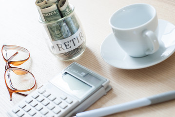 saving money for retirement plan finance concept