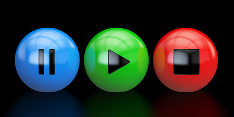 media player buttons, 3D rendering