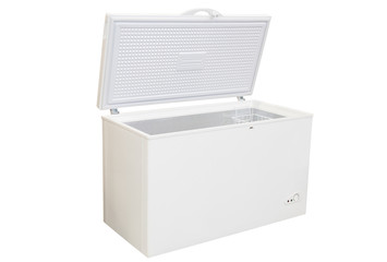 Open freezer isolated
