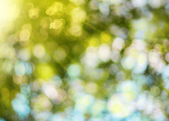 Naklejka na ściany i meble Abstract blurred summer background with sun rays