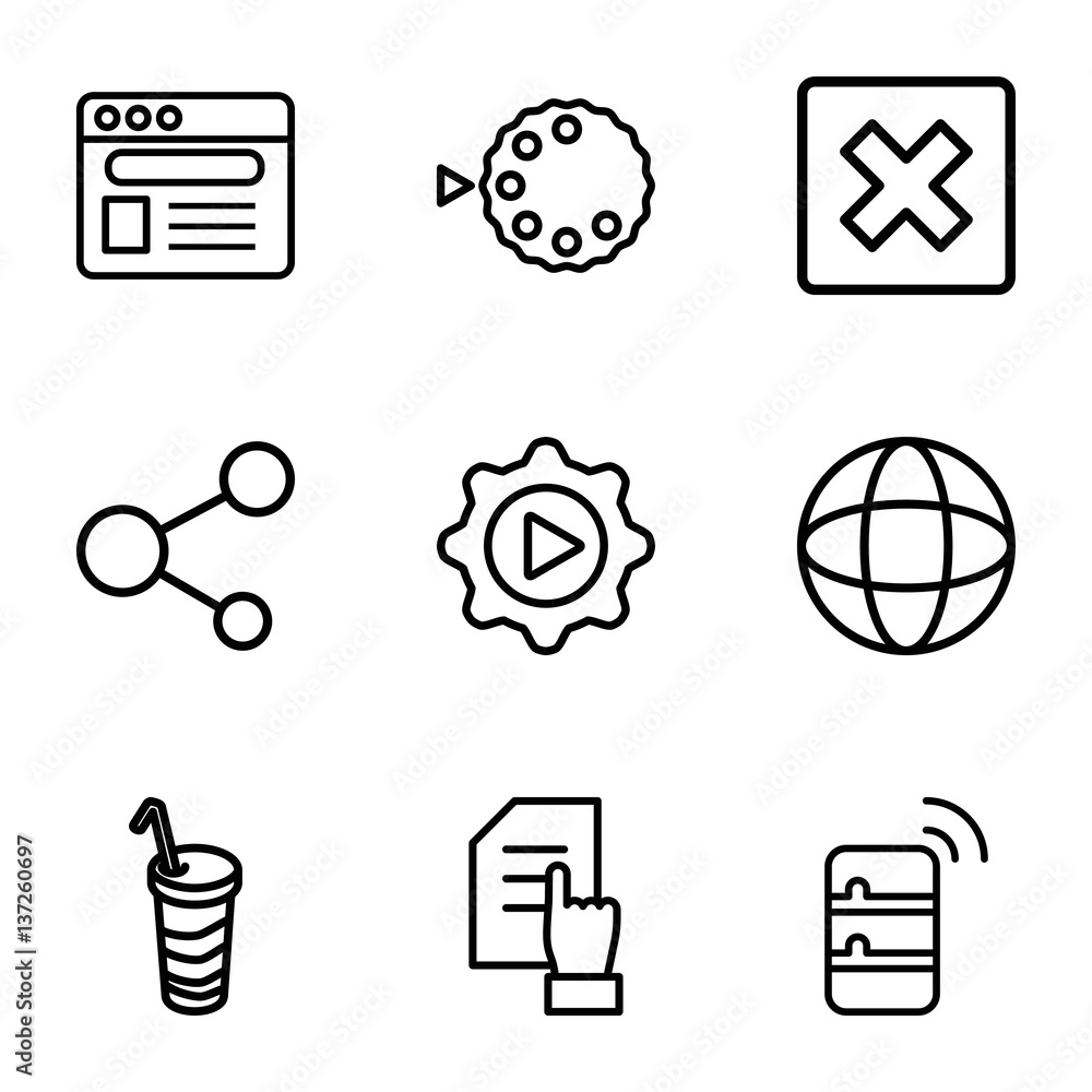Poster set of 9 application outline icons