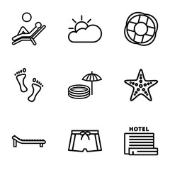 Set of 9 Summer outline icons