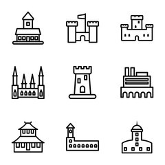 Fototapeta premium Set of 9 historical outline icons