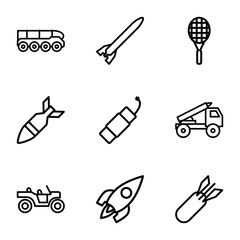 Set of 9 rocket outline icons
