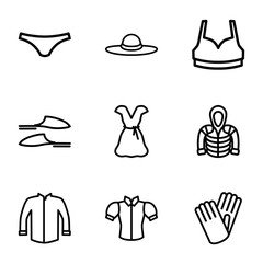 Set of 9 Clothes outline icons