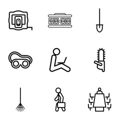 Set of 9 work outline icons