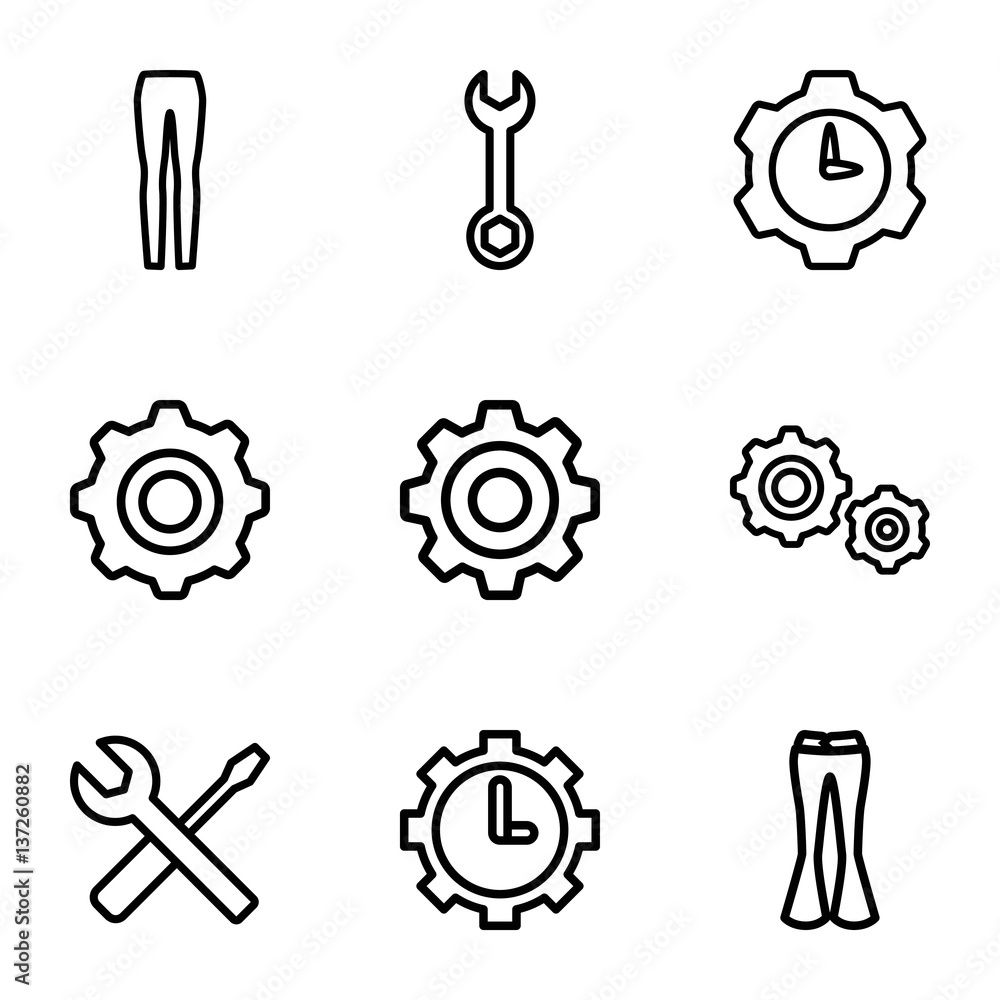 Poster set of 9 technical outline icons
