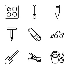 Set of 9 shovel outline icons