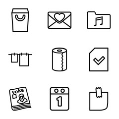 Set of 9 paper outline icons