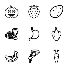 Set of 9 vegetarian outline icons