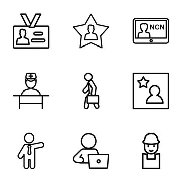 Set of 9 employee outline icons
