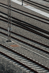 Unique and abstract view of railroad tracks