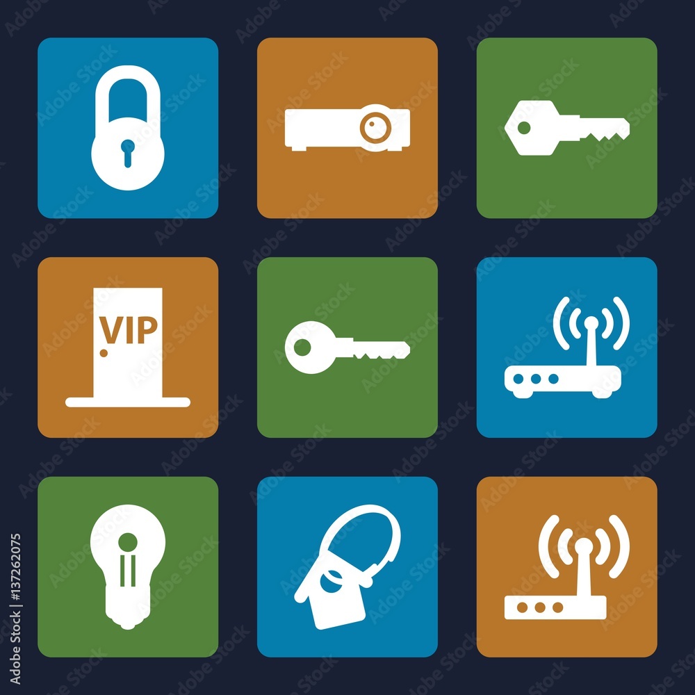 Poster set of 9 access filled icons