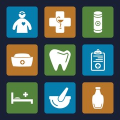 Set of 9 Medicine filled icons