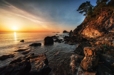 Fantastic panoramic view of the rocky coast