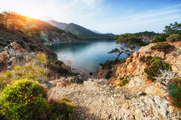 blue sea wave of mediterranean on turkish coast