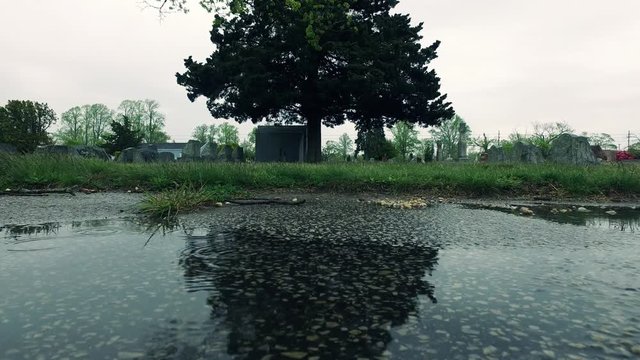 Visiting Headstone at Cemetery and Mourning or Remembering