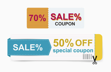 Sale coupon card percent discount symbol vector illustration.