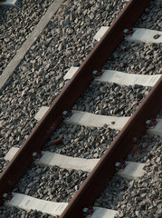 Unique and abstract view of railroad tracks
