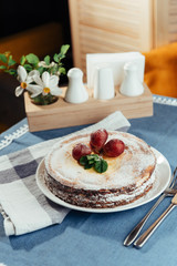 Fresh Creamy traditional cheesecake with grapes and sprinkled wi