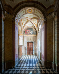 Fototapeta na wymiar Interior view in San Carlo alle Quattro Fontane church (Saint Charles near the Four Fountains), Borromini's work, Rome