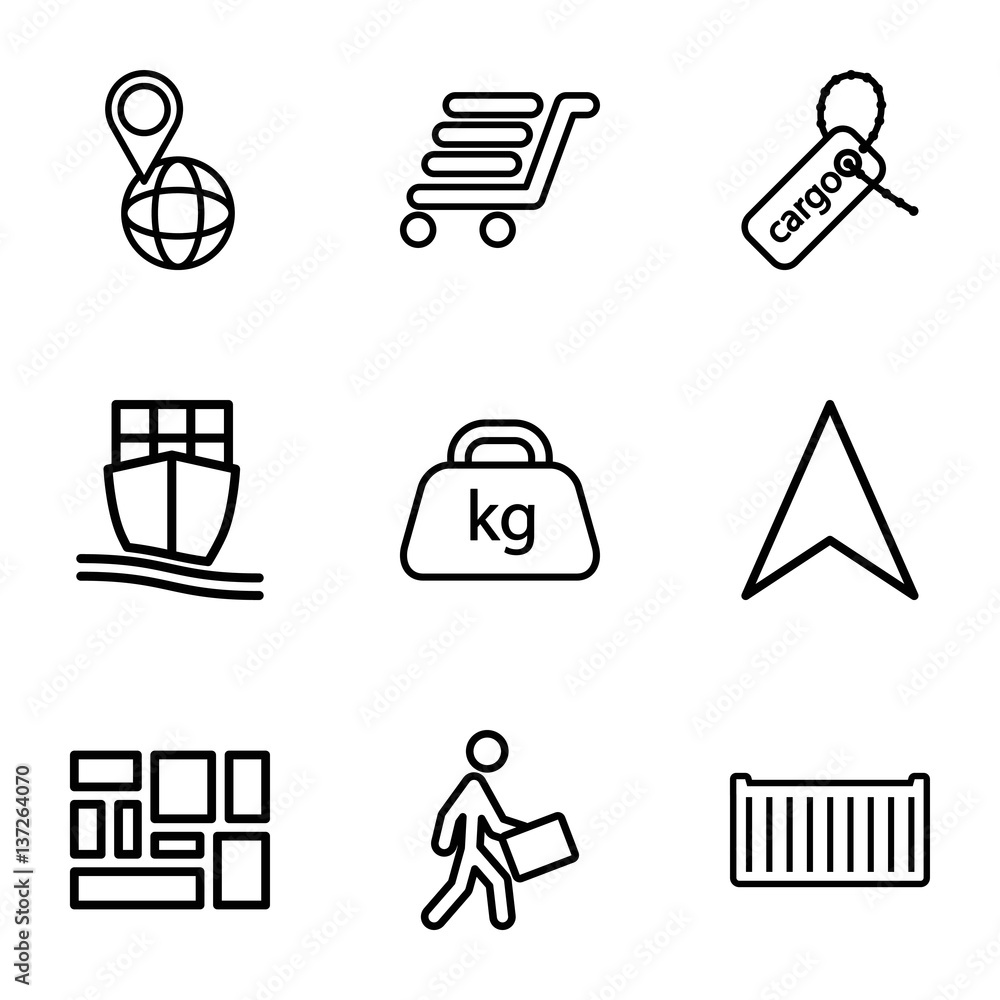 Sticker Set of 9 Logistic outline icons