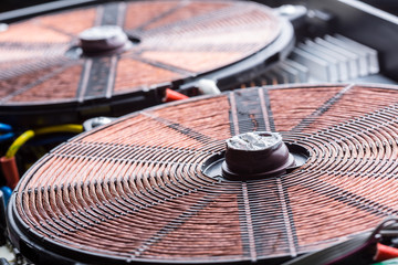 Copper electric coil macro detail 