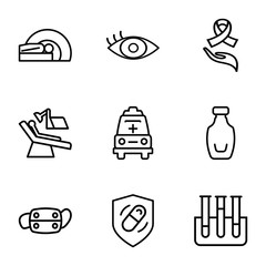 Set of 9 Medicine outline icons
