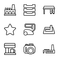 Set of 9 contemporary outline icons