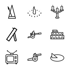 Set of 9 antique outline icons