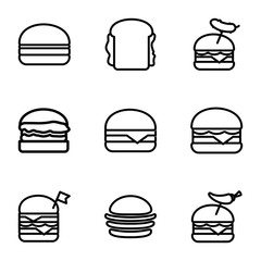 Set of 9 bun outline icons