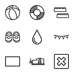 Set of 9 red outline icons