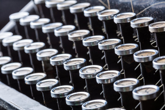Vintage typewriter keys closeup image