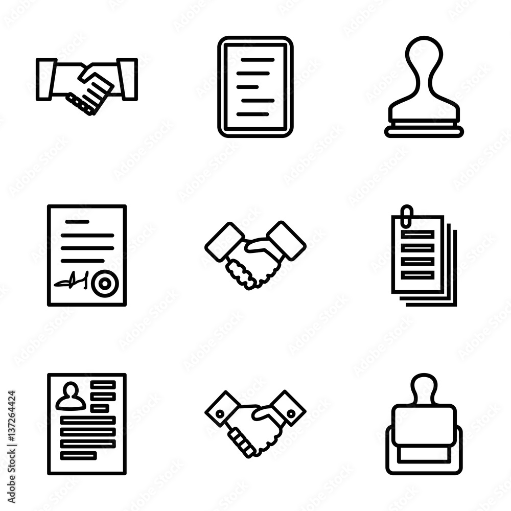 Poster set of 9 contract outline icons