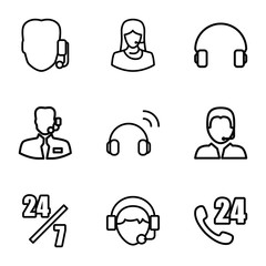 Set of 9 operator outline icons