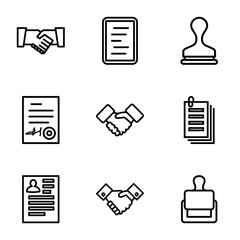 Set of 9 contract outline icons
