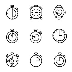 Set of 9 interval outline icons