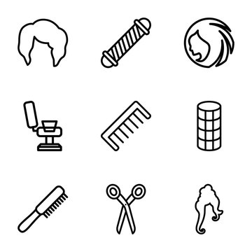 Set of 9 haircut outline icons