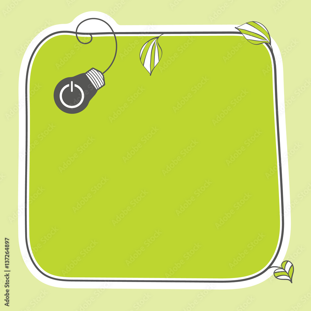 Poster hand written green text box for fill your text and power button