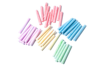 Colorful rainbow, school chalk on a white background