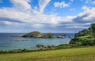 Scenic seascape at Punta de la Atalaya, Amortiza, Asturias, northern Spain