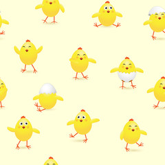 Seamless Easter background with chicks