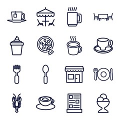 Set of 16 cafe outline icons