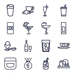 Set of 16 cup outline icons