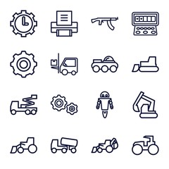 Set of 16 machine outline icons