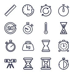Set of 16 measure outline icons